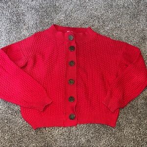 Vintage Red Button-Up chunky button Women's Sweater Cardigan size Medium/m